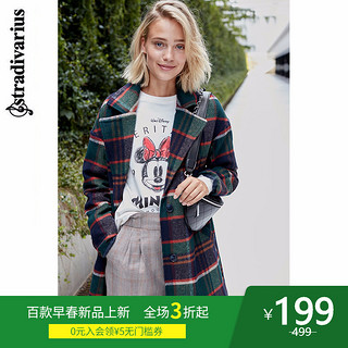 stradivarius 斯特拉迪瓦里斯 05833833520 女士格纹毛呢大衣