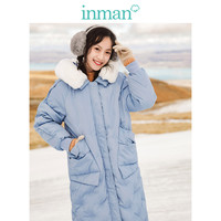 INMAN 茵曼 1884122102 女士连帽长款羽绒服