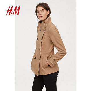 H&M 0626587 双排扣立领 女款毛呢外套