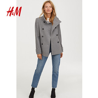 H&M 0626587 双排扣立领 女款毛呢外套