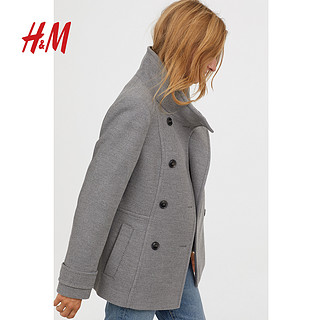 H&M 0626587 双排扣立领 女款毛呢外套