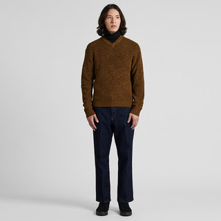 UNIQLO 优衣库 421257  男装V领羊毛衫 栗色 165/84A/S