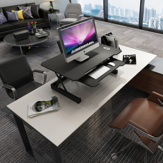 木以成居 升降电脑桌台式家用 站立办公桌 简约简易书桌 电动升降带键盘 黑色 LY-4138