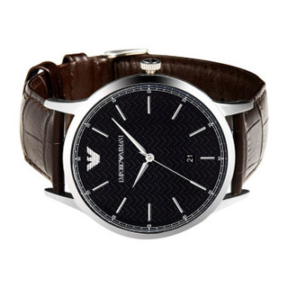 阿玛尼（Emporio Armani)手表  皮质表带时尚男表 休闲石英男士腕表 AR2480 43mm 黑色 不锈钢 黑色 皮质