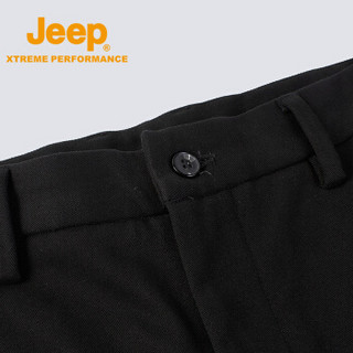 Jeep 男士长裤 弹力棉布摇粒绒户外防风保暖时尚百搭男士单裤 品牌黑 2XL