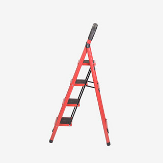 佳佰家用梯 家用梯子加厚防滑折叠人字梯单侧工程梯 红色四步梯