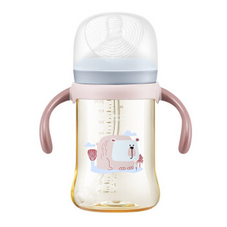 babycare奶瓶 新生婴儿奶瓶 宝宝奶瓶ppsu宽口径带吸管手柄耐摔（自带12个月以上奶嘴）300ml海雾蓝