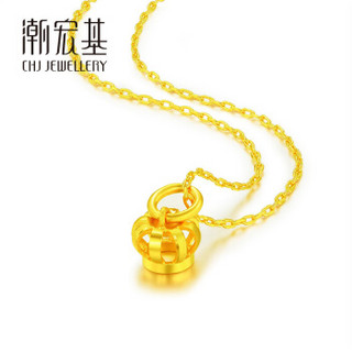 潮宏基 CHJ JEWELLERY 缤纷假日-小冠 足金黄金吊坠转运珠女款 计价 XPG30003459 约0.9g 无手绳