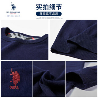 U.S.POLO ASSN. 羊毛衫 2019秋季新品商务休闲纯色修身保暖男毛衣简约百搭男士打底衫 6194115111 黑色 56