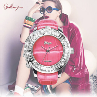 Galtiscopio手表女 礼物手表 欧美时尚水晶石英腕表 瑞士机芯简约百搭大表盘粉色少女心小众手表
