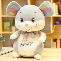 鼠年吉祥物公仔灰色开心鼠28cm