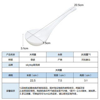 SKYTOP 斯凯绨 大号汤勺饭勺子餐勺陶瓷骨瓷餐具纯白调羹1件装