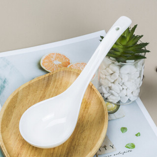 SKYTOP 斯凯绨 大号汤勺饭勺子餐勺陶瓷骨瓷餐具纯白调羹1件装
