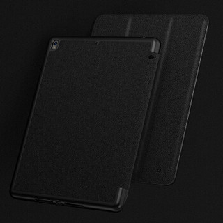 毕亚兹 iPad Air 2019新款保护套Pro 10.5英寸通用 Air3保护壳 全包防摔智能休眠皮套 带笔槽 布艺PB60-黑色
