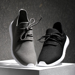 商品京东京造 休闲鞋男系带飞织运动鞋男小跑舒适透气 青岩灰 39