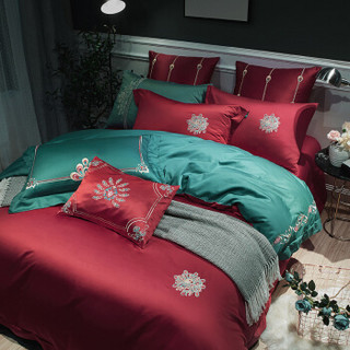 博洋家纺（BEYOND）床上用品 婚庆四件套结婚套件大红色喜庆纯棉四件套 四件套-安洁莉卡 1.5米