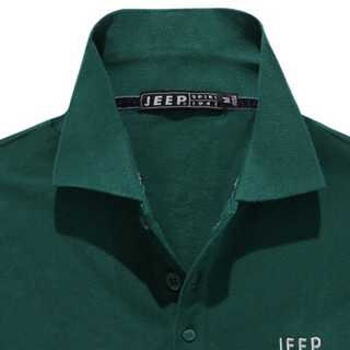 吉普 JEEP 男士Polo衫 短袖T恤男翻领棉质宽松半袖大码青年Polo衫 LS08001 墨绿色 XL