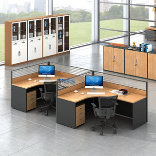 中伟职员办公桌屏风办公桌员工桌电脑桌工作位F型3人位含椅子