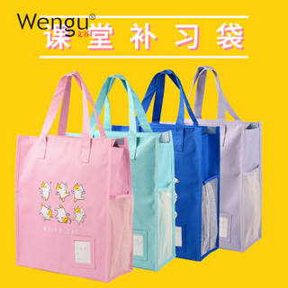 文谷(Wengu)中学生加厚文件补课袋 布拉链挂书袋作业考试用大容量手提袋 ASB-003-A粉色