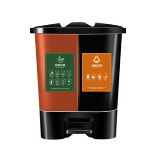 汉世刘家  分类垃圾桶家用厨房卫生间加大带盖干湿分离垃圾筒20L