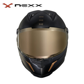 NEXX X NEXX 旗舰店 X.R2 黑金 欧洲进口 亚洲版超轻碳纤维 防雾 电镀金镜片 四季摩托车头盔 3C认证 M