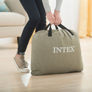 INTEX 64448内置电泵线拉充气床垫 单双人加厚加高靠背式冲气垫床折叠床家用户外便携