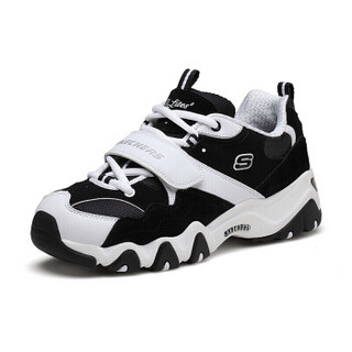 斯凯奇（Skechers）熊猫鞋 D'LITE 时尚绑带魔术贴 99999088-BKW 黑色/白色 38