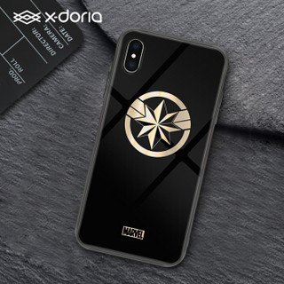 X-doria 漫威苹果Xs手机壳玻璃壳 iPhoneX硅胶软边全包保护套 炫金惊奇队长