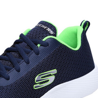 斯凯奇（Skechers）时尚绑带运动 男童简约舒适透气休闲鞋 98121L 海军蓝色/柠檬色 35