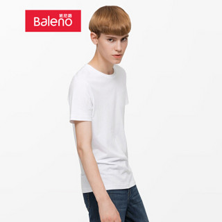 班尼路（Baleno）T恤男 纯色t恤重磅棉2019夏季新品半袖上衣打底衫男 01W 漂白 XXXL