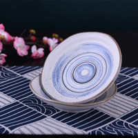 传旗 调味碟骨碟日式简约陶瓷荷口碟小盘子5.5英寸2只装 和风多彩