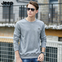 吉普JEEP 卫衣男圆领套头2019年秋冬新品休闲男士上衣外套 XYL315010 灰色 M