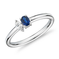 银联爆品日：Blue Nile 蓝宝石与钻石双叠戴戒指