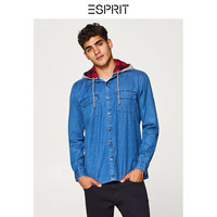ESPRIT 埃斯普利特 088CC2F008 男士连帽抽绳水洗牛仔衬衫