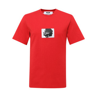MSGM  男士红色棉质贴布图案圆领短袖T恤 2740MM165 195797 18 M码