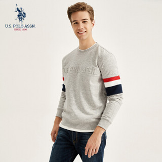 U.S. POLO ASSN. 卫衣男士套头秋季休闲印花时尚外套运动外装新款1193210015 浅灰色 L