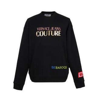 VERSACE JEANS COUTURE 范思哲 男士黑色混纺烫金LOGO长袖卫衣 B7GUB7M7 30286 899 L码