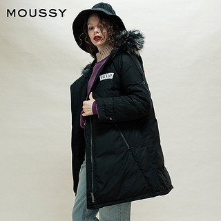 MOUSSY 摩西 拉链抽褶宽松羽绒服 028CSE30-0020 黑色 S