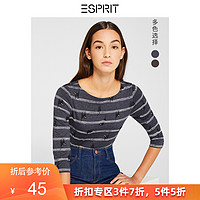 ESPRIT长袖T恤女2019冬季新款休闲圆领印花修身上衣119EE1K057