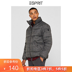 ESPRIT棉衣男2019冬季新款短款格纹立领长袖棉服EDC099CC2G022