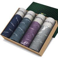 七匹狼内裤男士内裤棉氨时尚舒适明筋运动平角内裤男4条装97785 花纱印花款 M