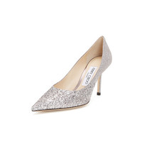 JIMMY CHOO 周仰杰 女士LOVE 85系列淡紫色闪光织物尖头高跟鞋 LOVE 85 VLD LIGHT LILAC 35