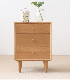 原始原素 实木床头柜现代简约北欧卧室家具储物柜日式小柜子B3027
