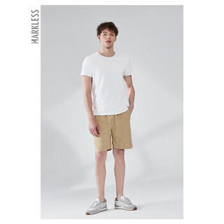 MARKLESS 短袖T恤男纯色宽松防晒上衣修身圆领基础款打底衫TXN602M白色170/88（M）