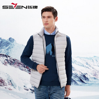 柒牌 SEVEN 羽绒服男2019冬季新品都市休闲羽绒马甲男士时尚混搭上衣 117E70180 浅灰200