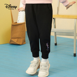 迪士尼 Disney 童装女童宝宝衣服针织运动长裤裤子可爱裤子2020春夏 DB011ME16 碳黑 90