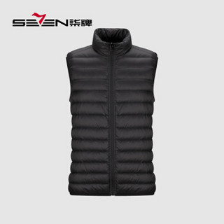 柒牌 SEVEN 羽绒服男2019冬季新品都市休闲羽绒马甲男士时尚混搭上衣 117E70180 黑色200