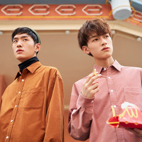 PEACEBIRD MEN/太平鸟男装 灯芯绒男士长袖衬衫宽松休闲翻领外套BWCA93112