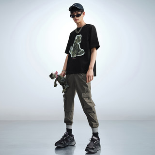 PEACEBIRD MEN/太平鸟男装 卡通印花短袖宽松休闲圆领男士T恤B WDAA2146