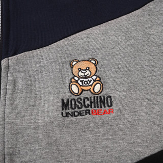 MOSCHINO UNDERWEAR 莫斯奇诺  男士蓝黑灰拼色小熊标志棉质连帽开衫卫衣 1 A 1706 8101 1290 S码